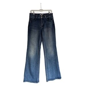 KanCan Essentials Women 30 Dark Wash High Rise Wide Leg Jeans Double Button